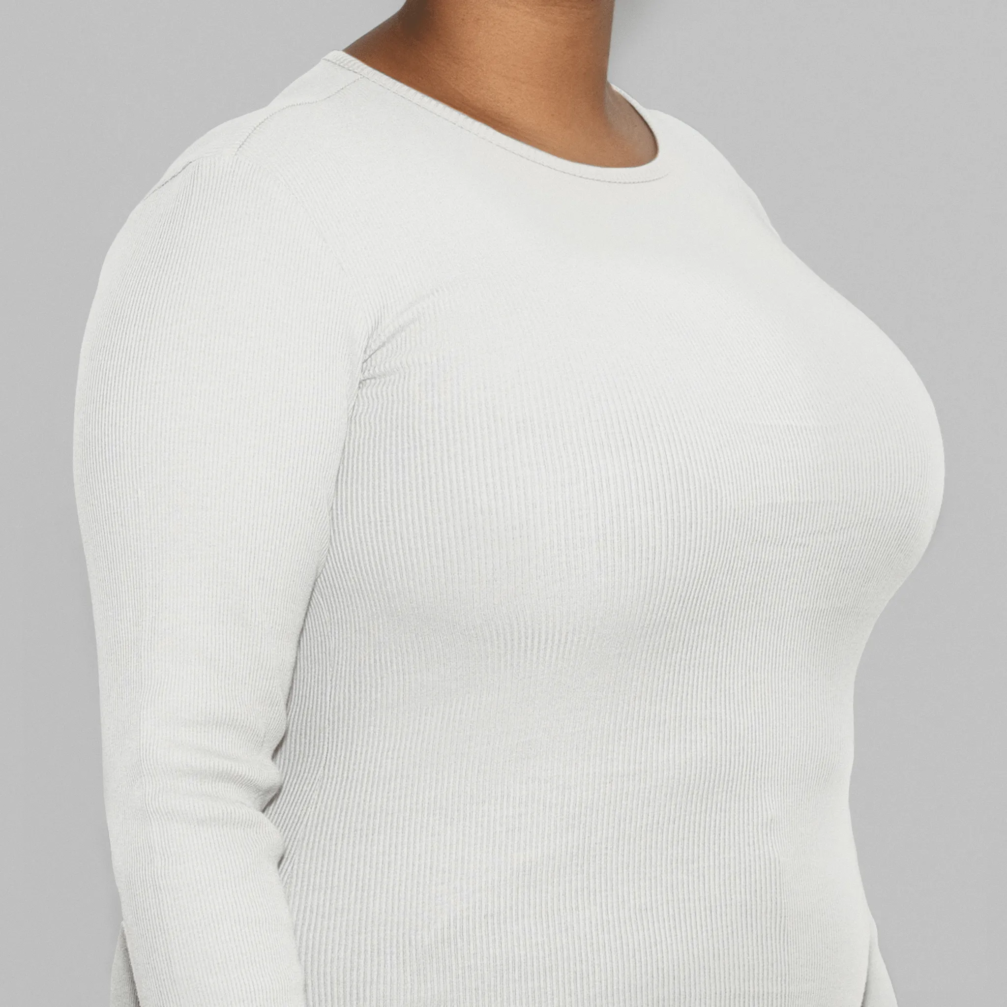 5 Pack | Women’s Rib Long Sleeve Tops, Recycled Cotton, White