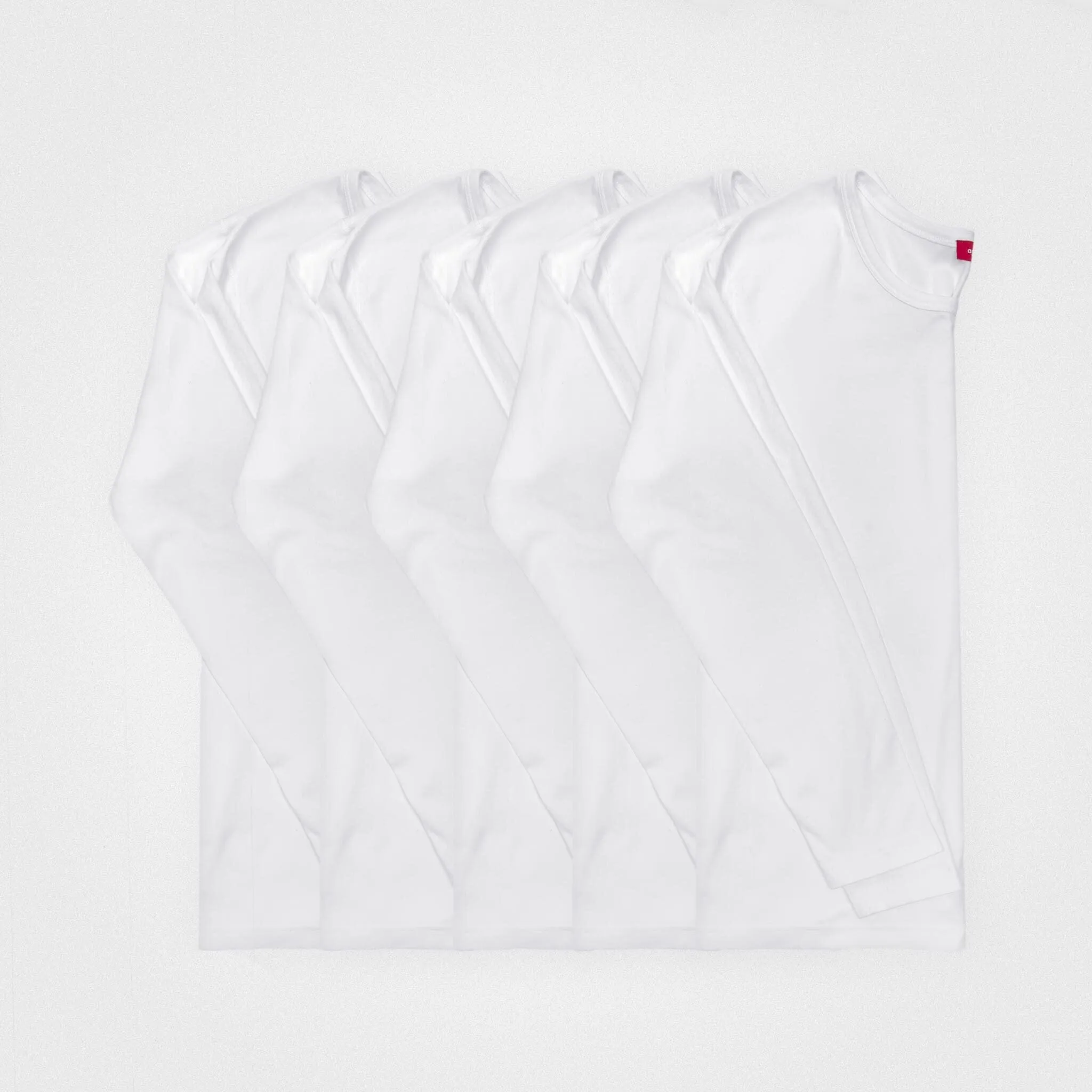 5 Pack | Women’s Rib Long Sleeve Tops, Recycled Cotton, White