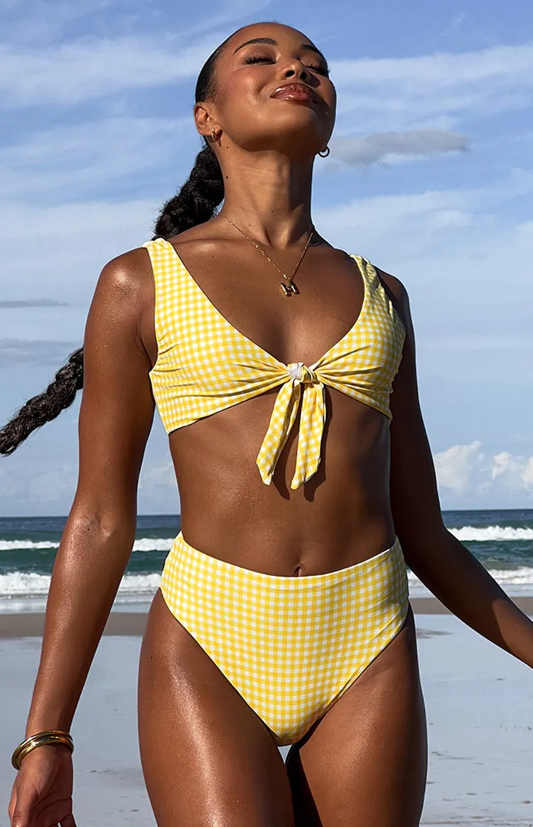 9.0 Swim Yellow Gingham St Lucia Bikini Top