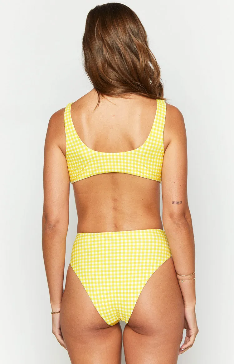 9.0 Swim Yellow Gingham St Lucia Bikini Top