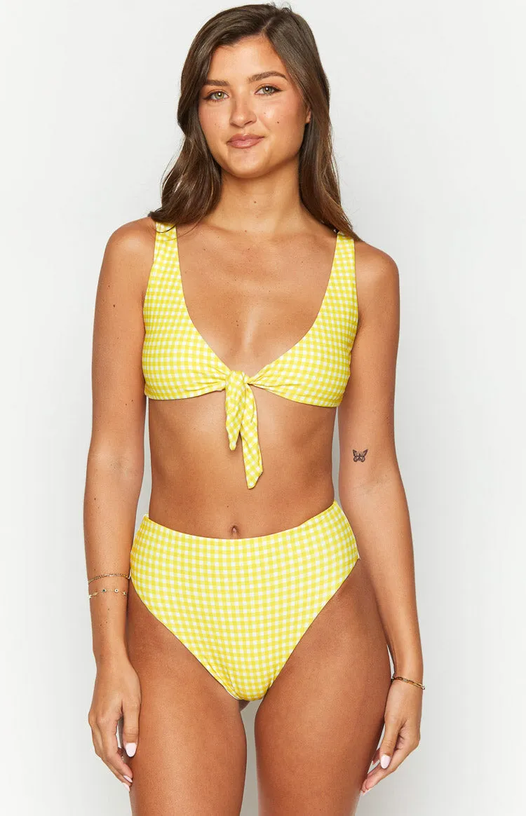 9.0 Swim Yellow Gingham St Lucia Bikini Top