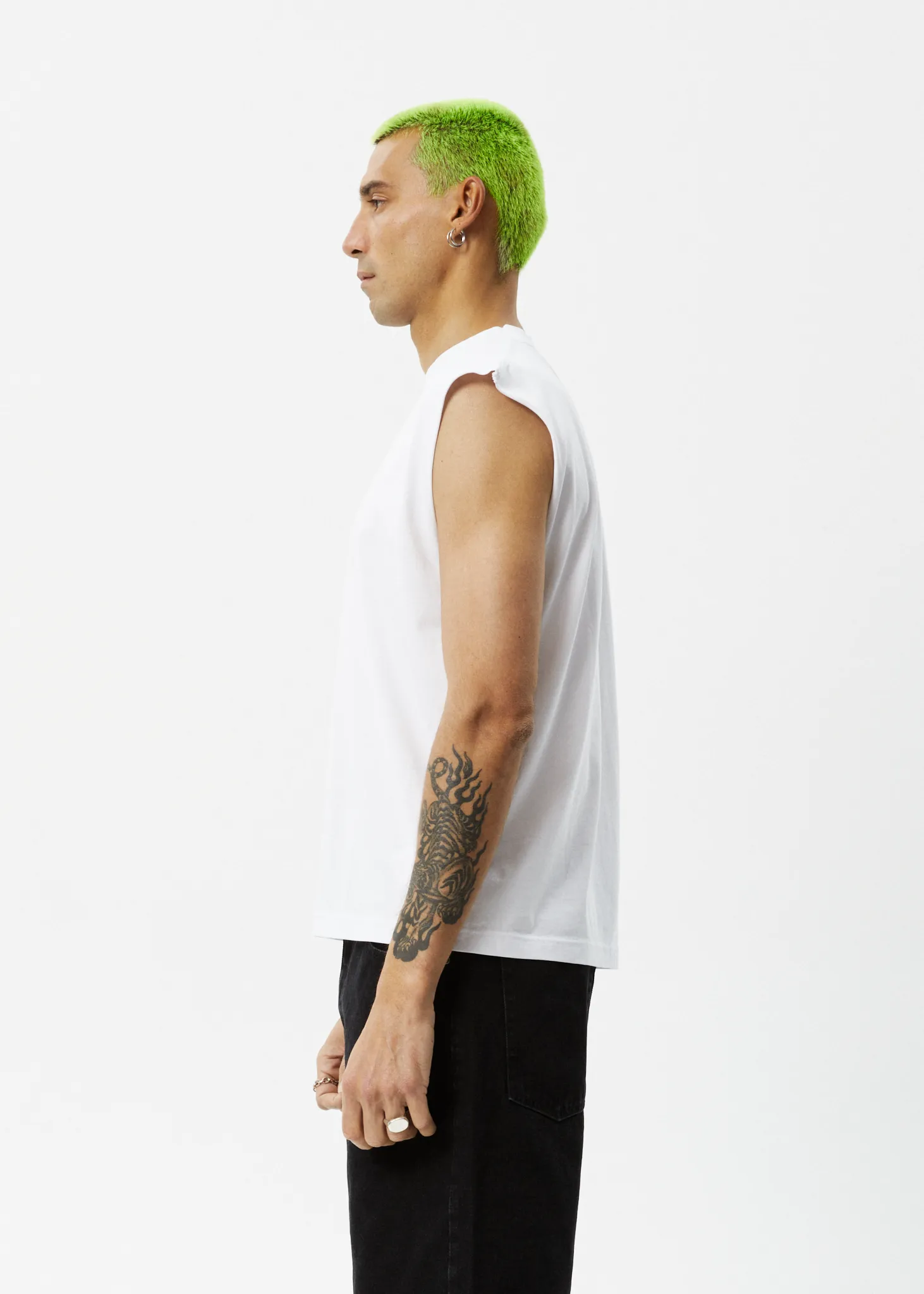 AFENDS Mens Limits - Graphic Sleeveless T-Shirt - White