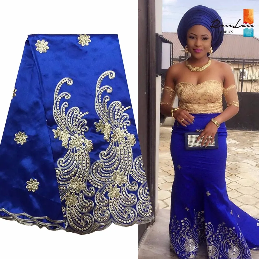 African Lace Fabric Nigeria Embroidered Silk Fabric For India Wedding Dress