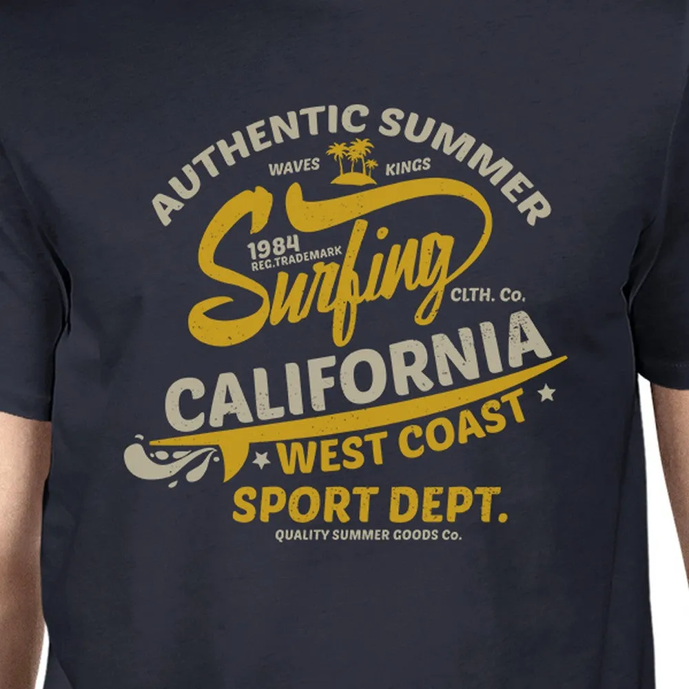 Authentic Summer Surfing California Mens Navy Shirt