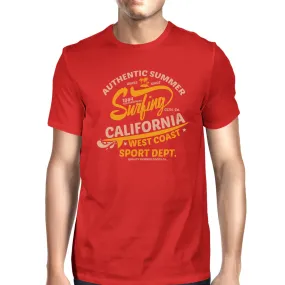 Authentic Summer Surfing California Mens Red Shirt