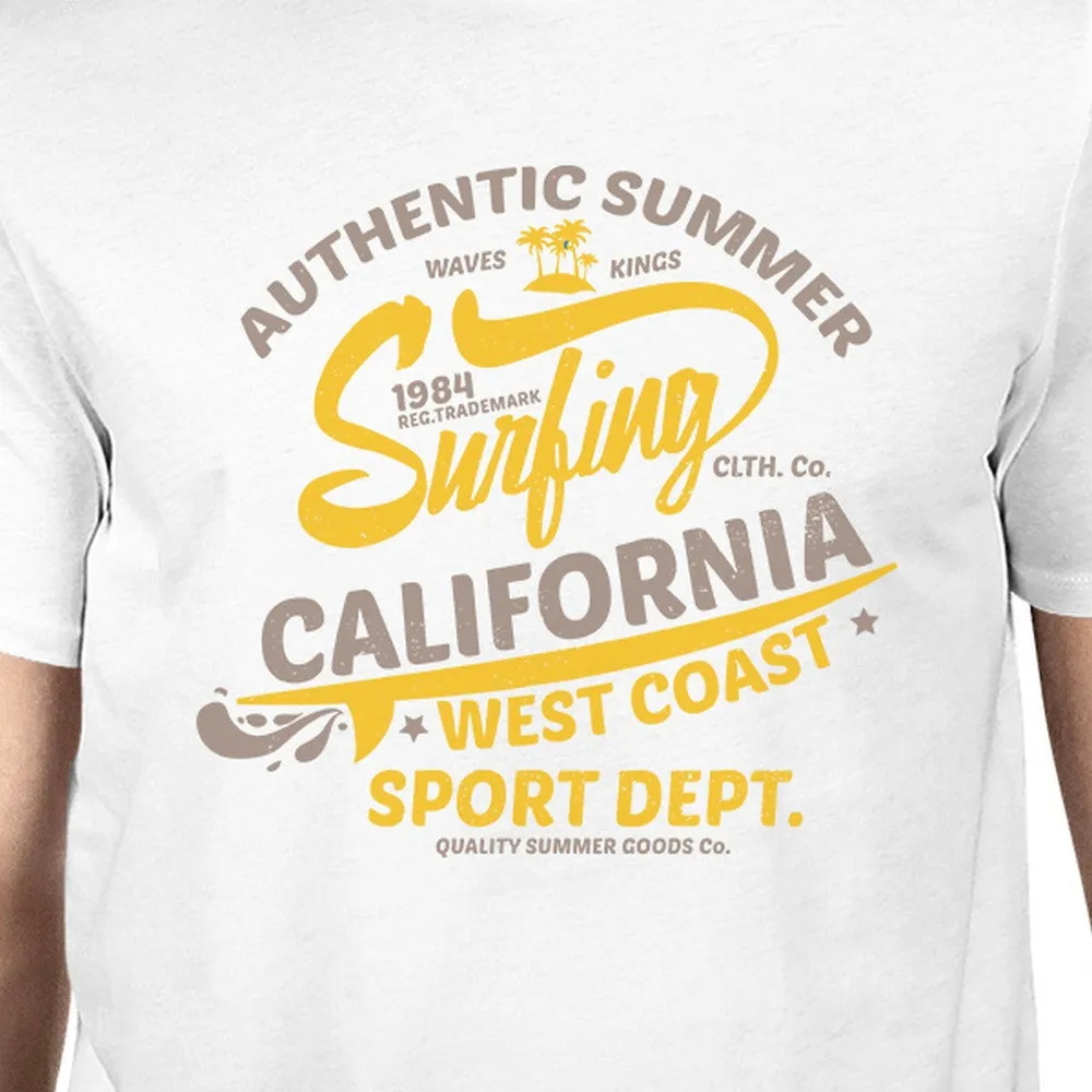 Authentic Summer Surfing California Mens White Shirt