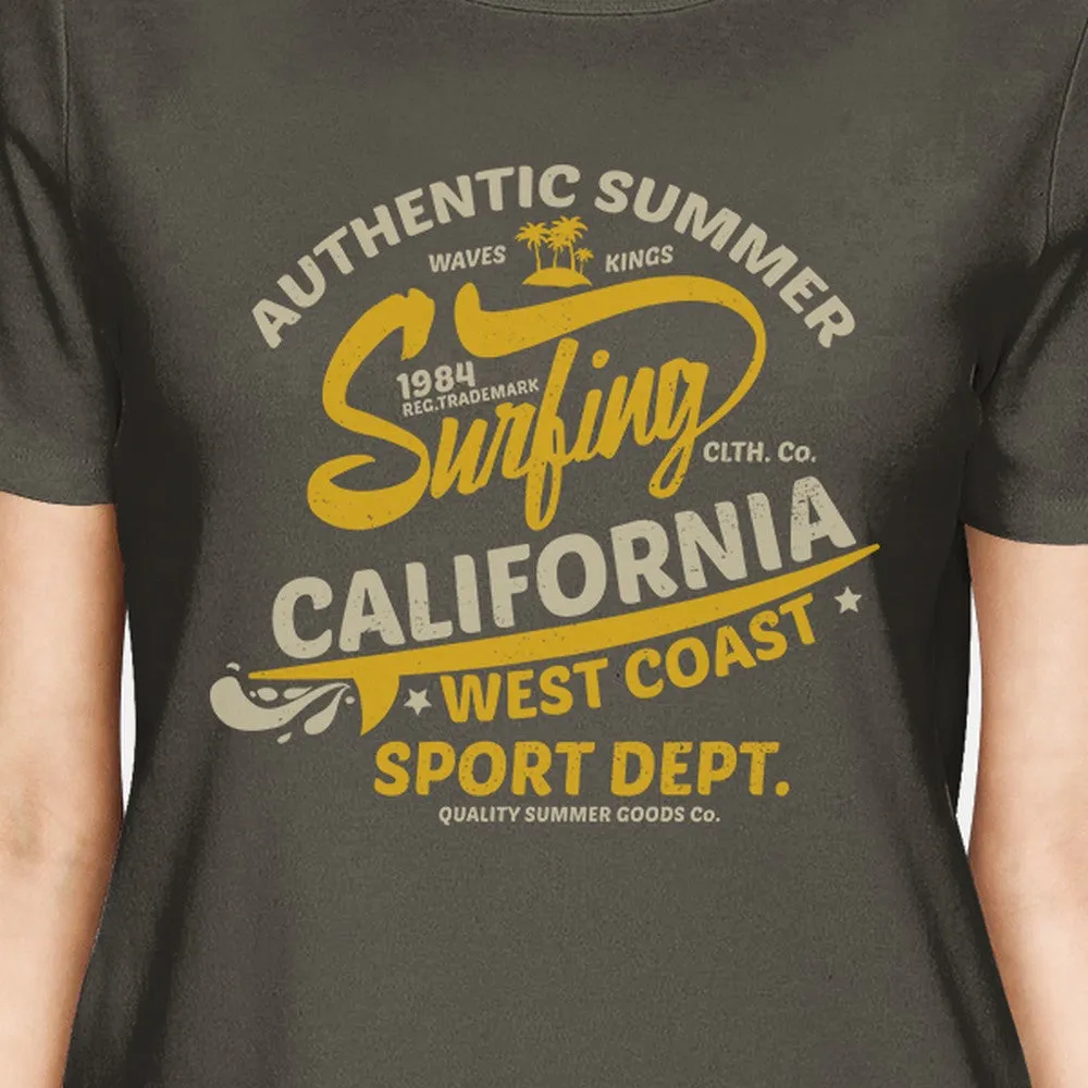 Authentic Summer Surfing California Womens Dark Grey Shirt