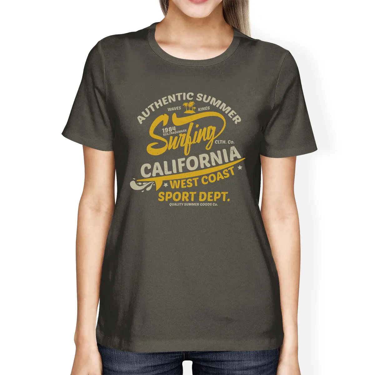 Authentic Summer Surfing California Womens Dark Grey Shirt