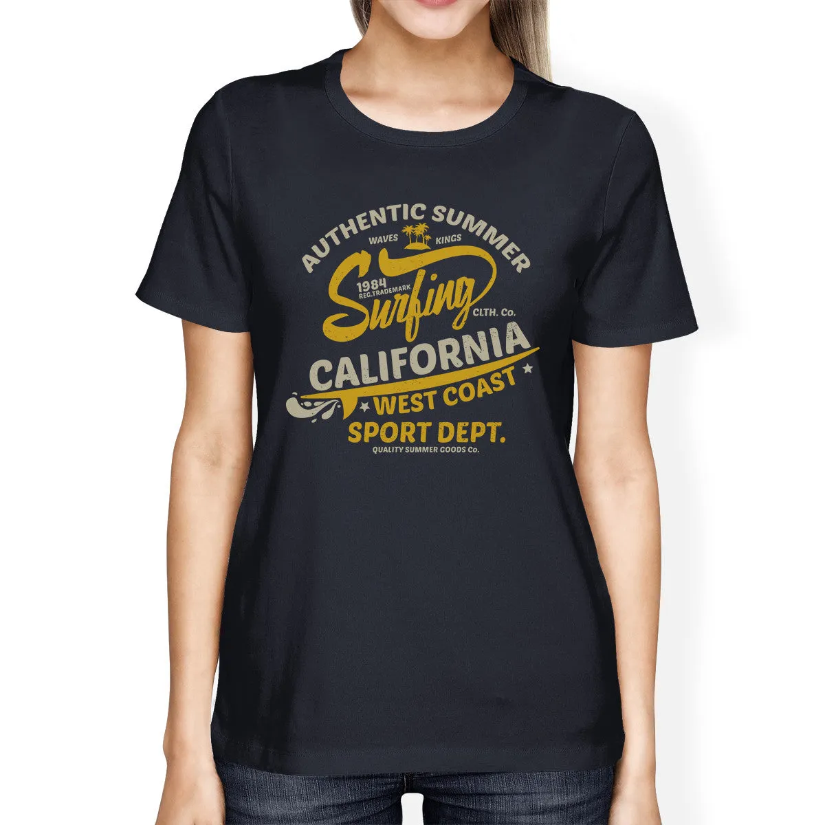 Authentic Summer Surfing California Womens Navy Shirt