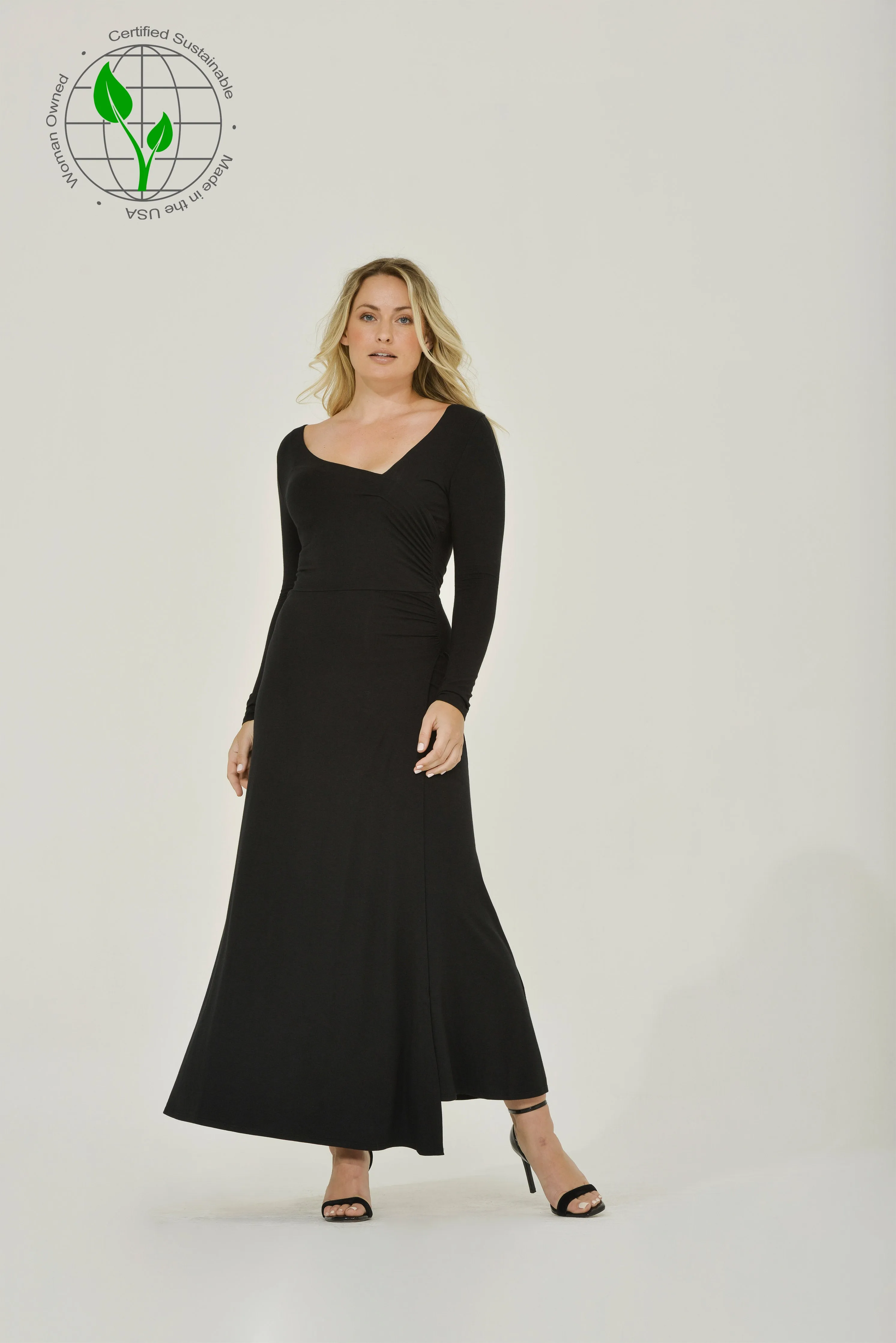 Black Maxi Dress w/ Side Ruching