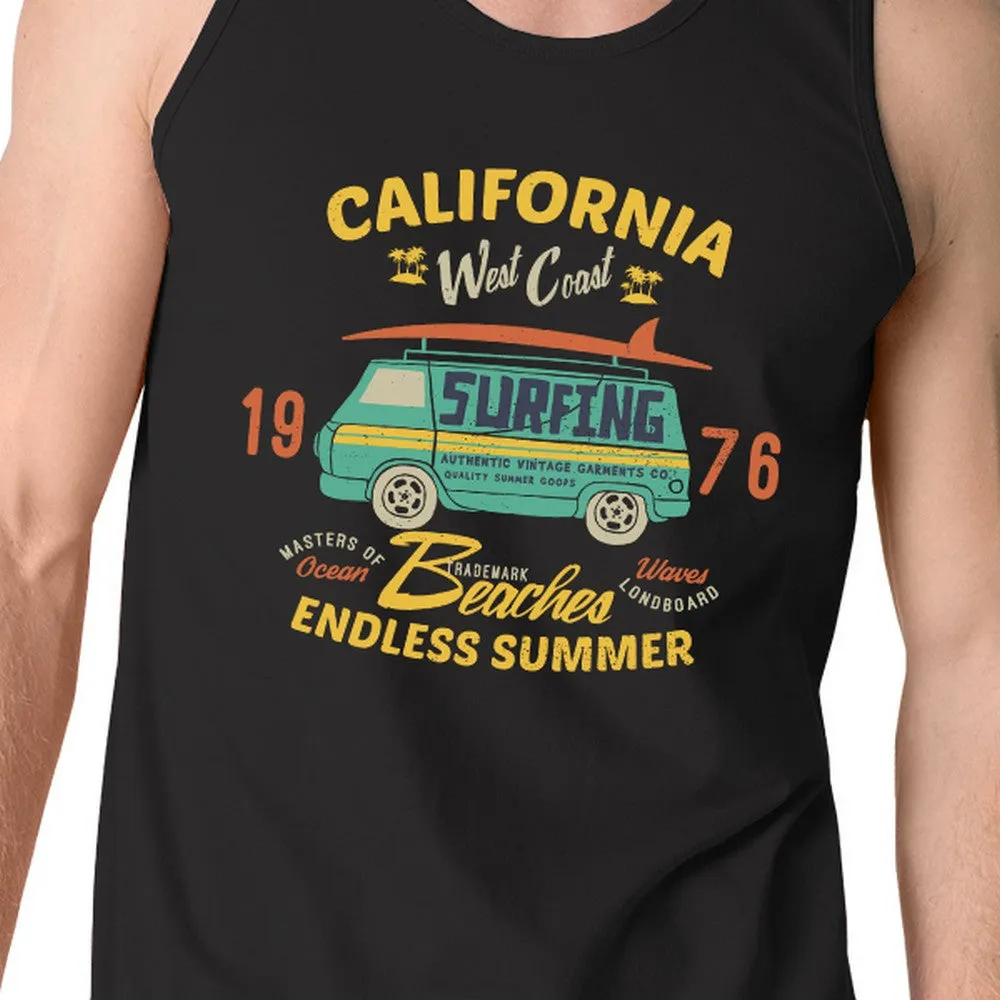 California Beaches Endless Summer Mens Black Tank Top