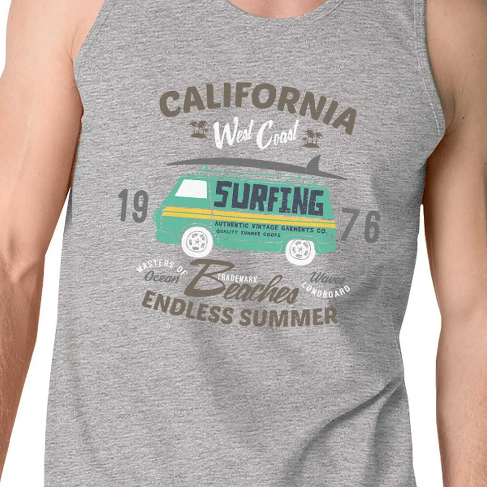 California Beaches Endless Summer Mens Grey Tank Top