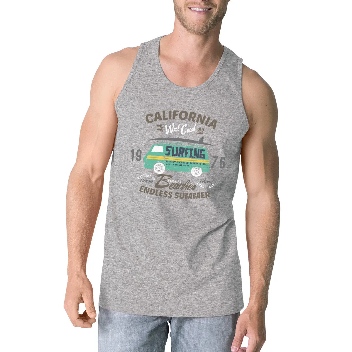 California Beaches Endless Summer Mens Grey Tank Top