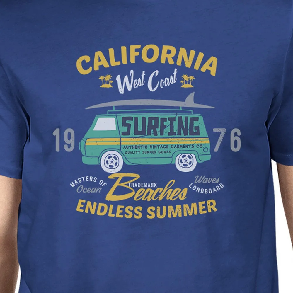 California Beaches Endless Summer Mens Royal Blue Shirt