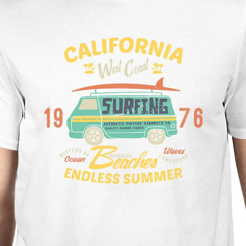 California Beaches Endless Summer Mens White Shirt