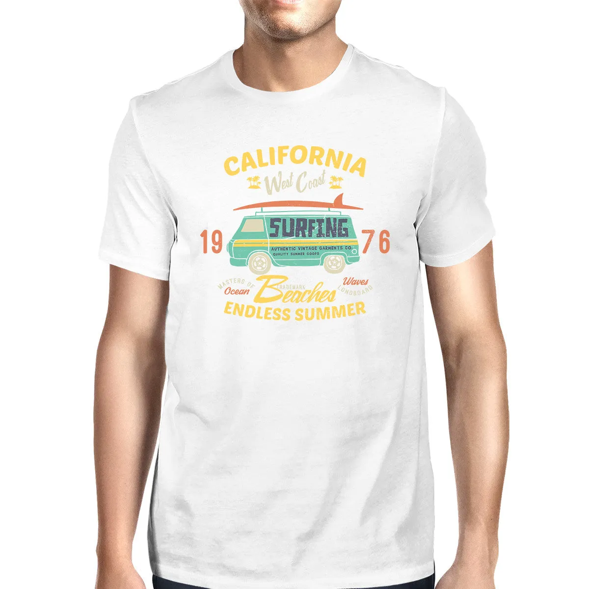 California Beaches Endless Summer Mens White Shirt