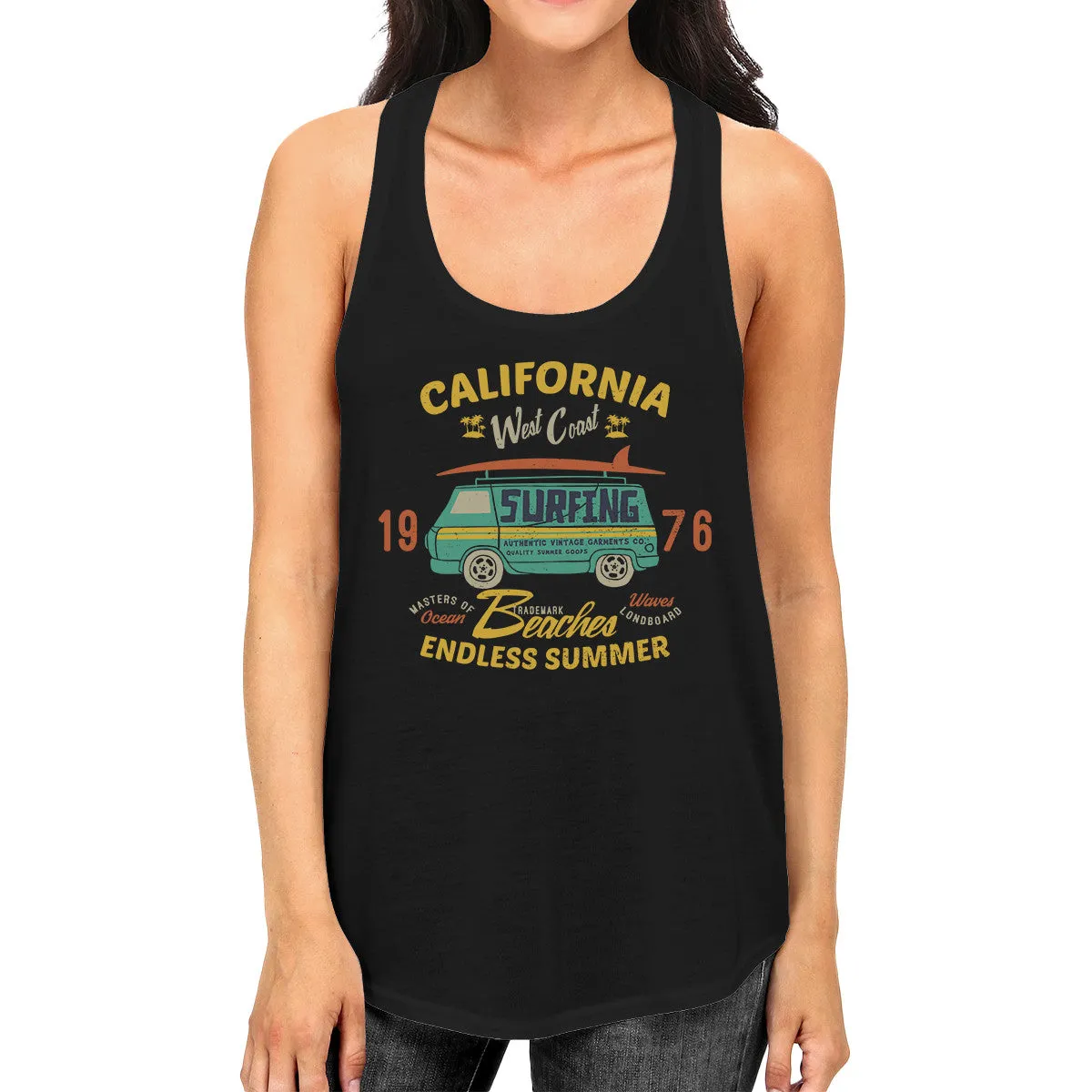 California Beaches Endless Summer Womens Black Tank Top