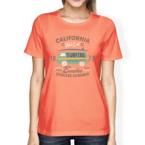 California Beaches Endless Summer Womens Peach Shirt