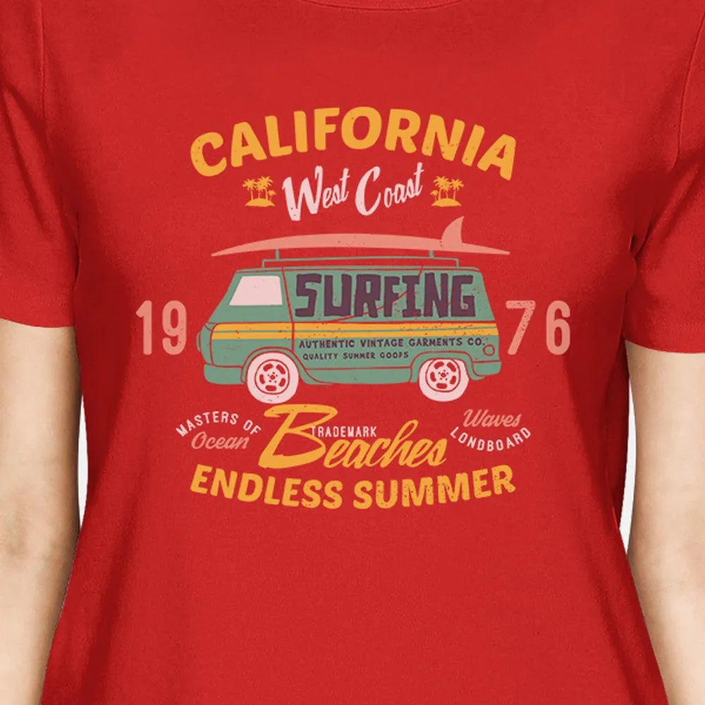 California Beaches Endless Summer Womens Red Shirt