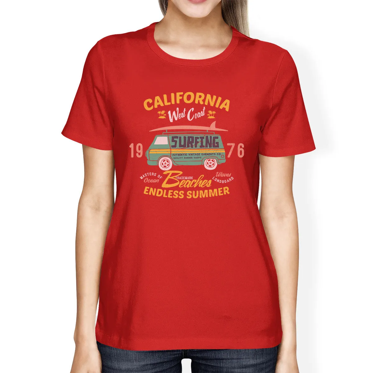 California Beaches Endless Summer Womens Red Shirt