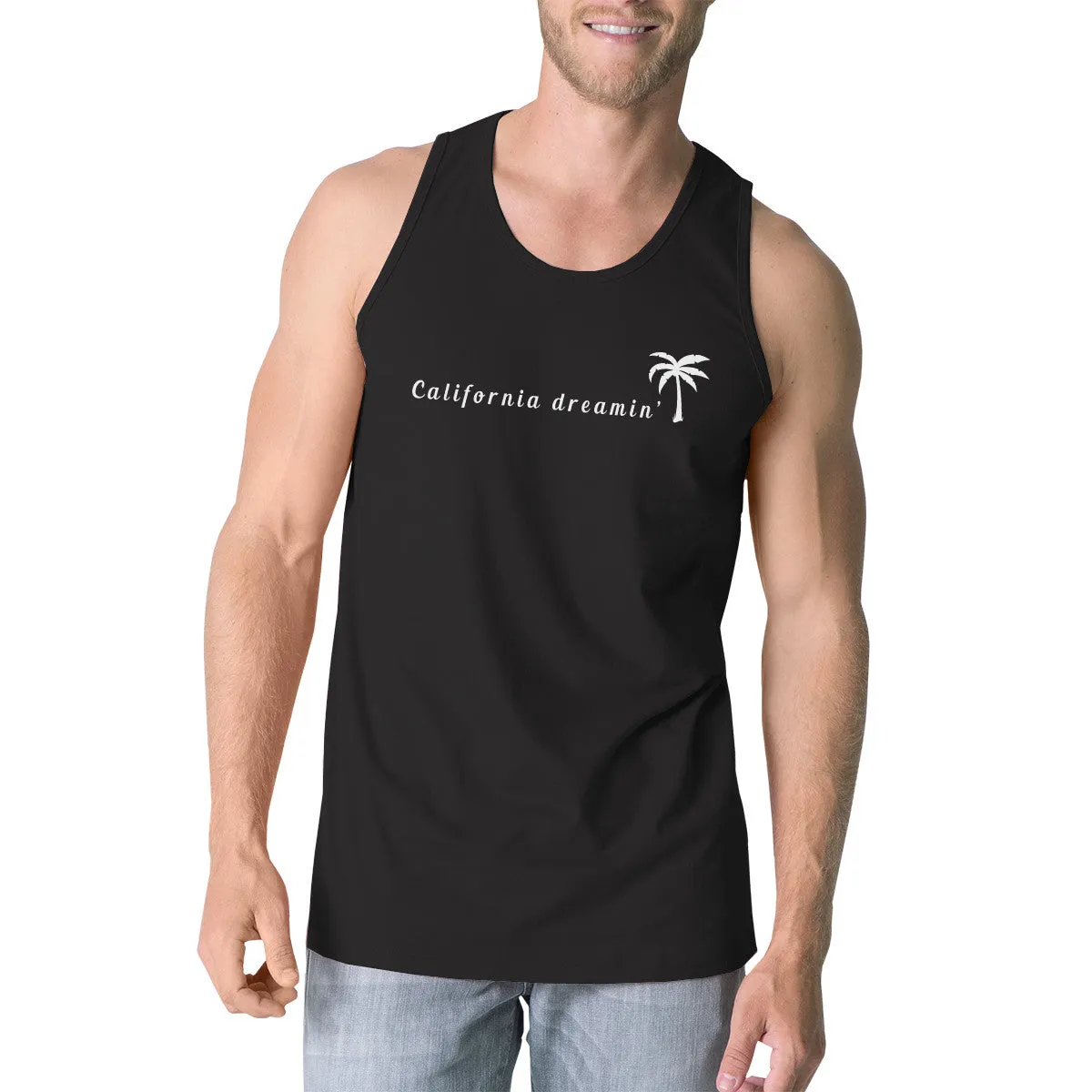 California Dreaming Mens Black Tank Top Lightweight Summer Tanks