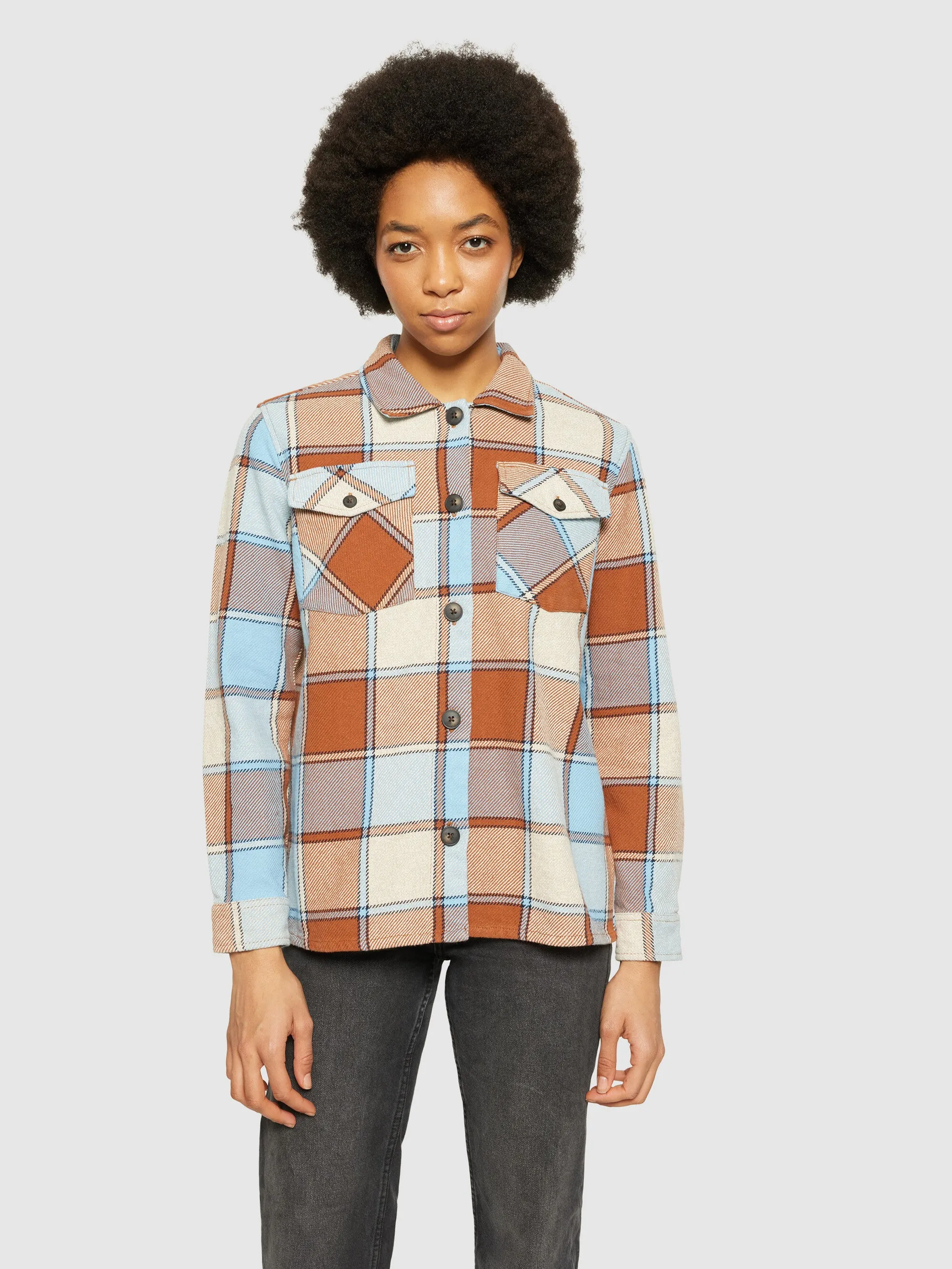 Classic checked overshirt - GOTS/Vegan - Beige check