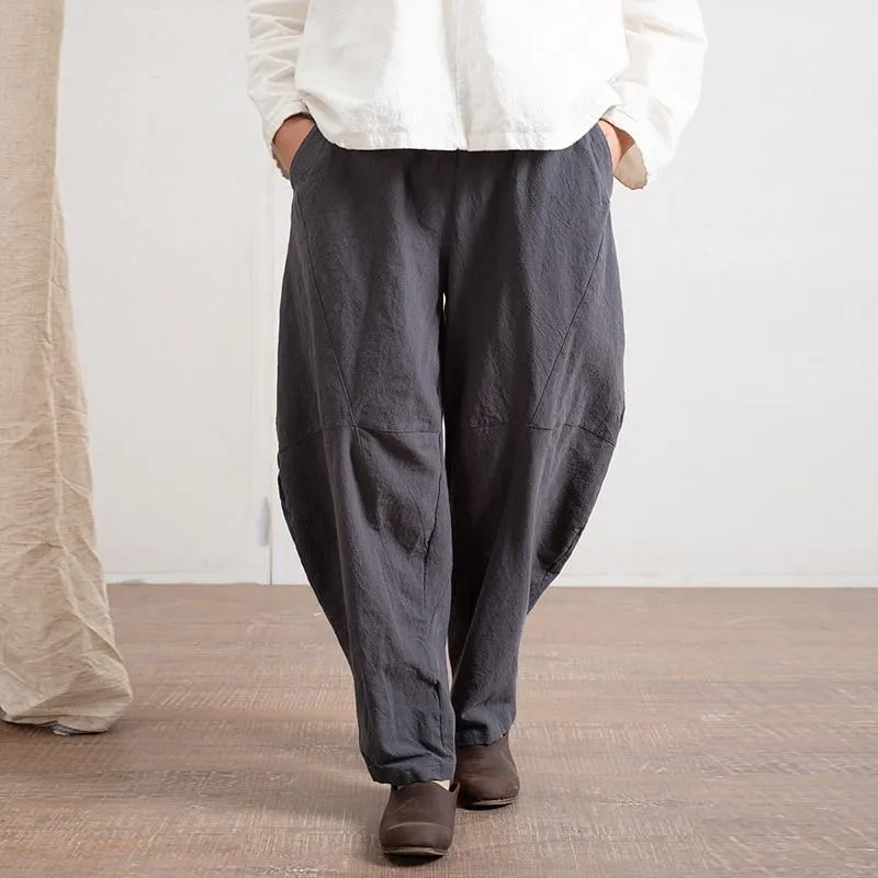 Cotton and Linen Wide Leg Harem Pants  | Zen