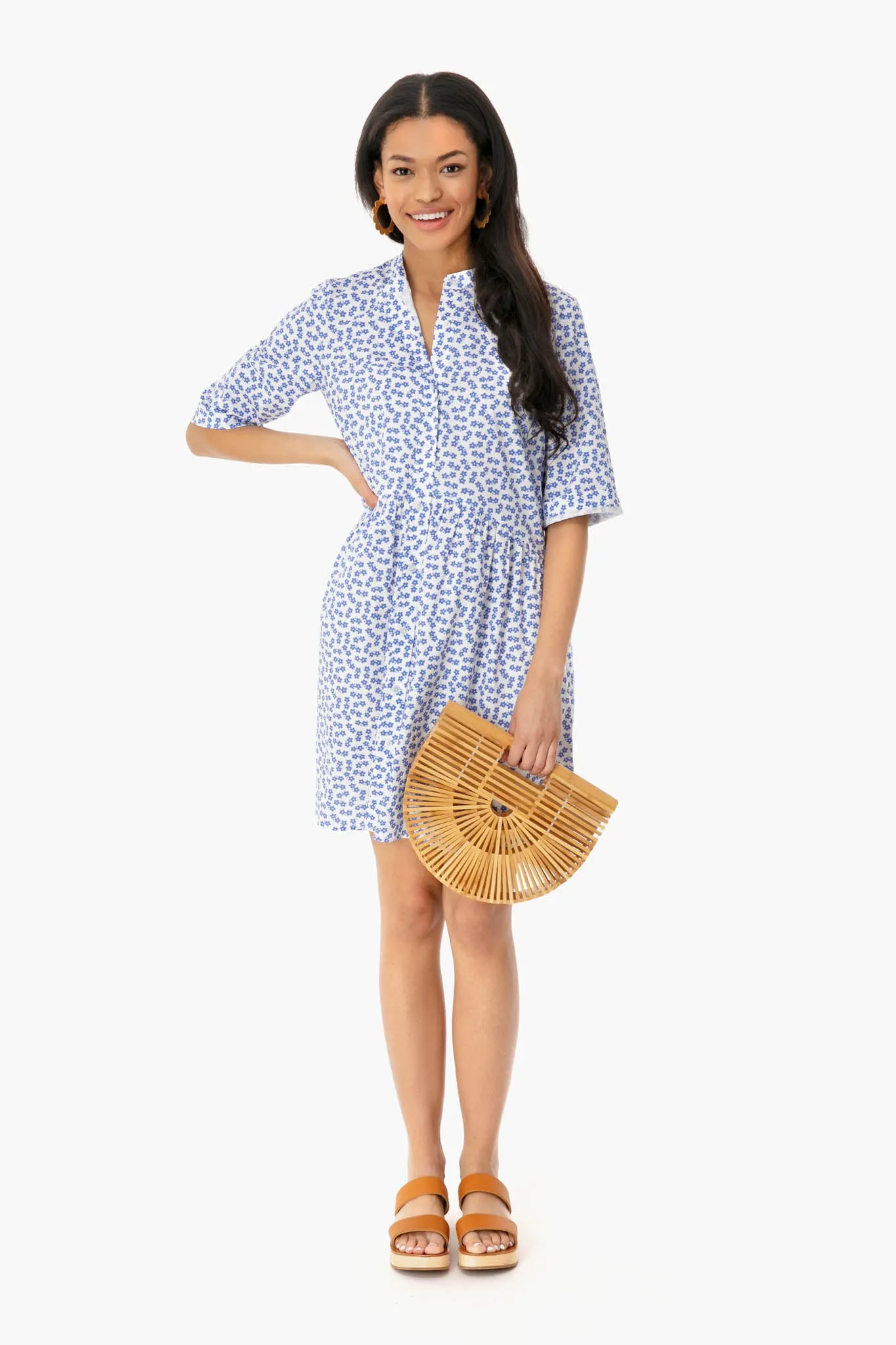 Ditsy Royal Shirt Dress