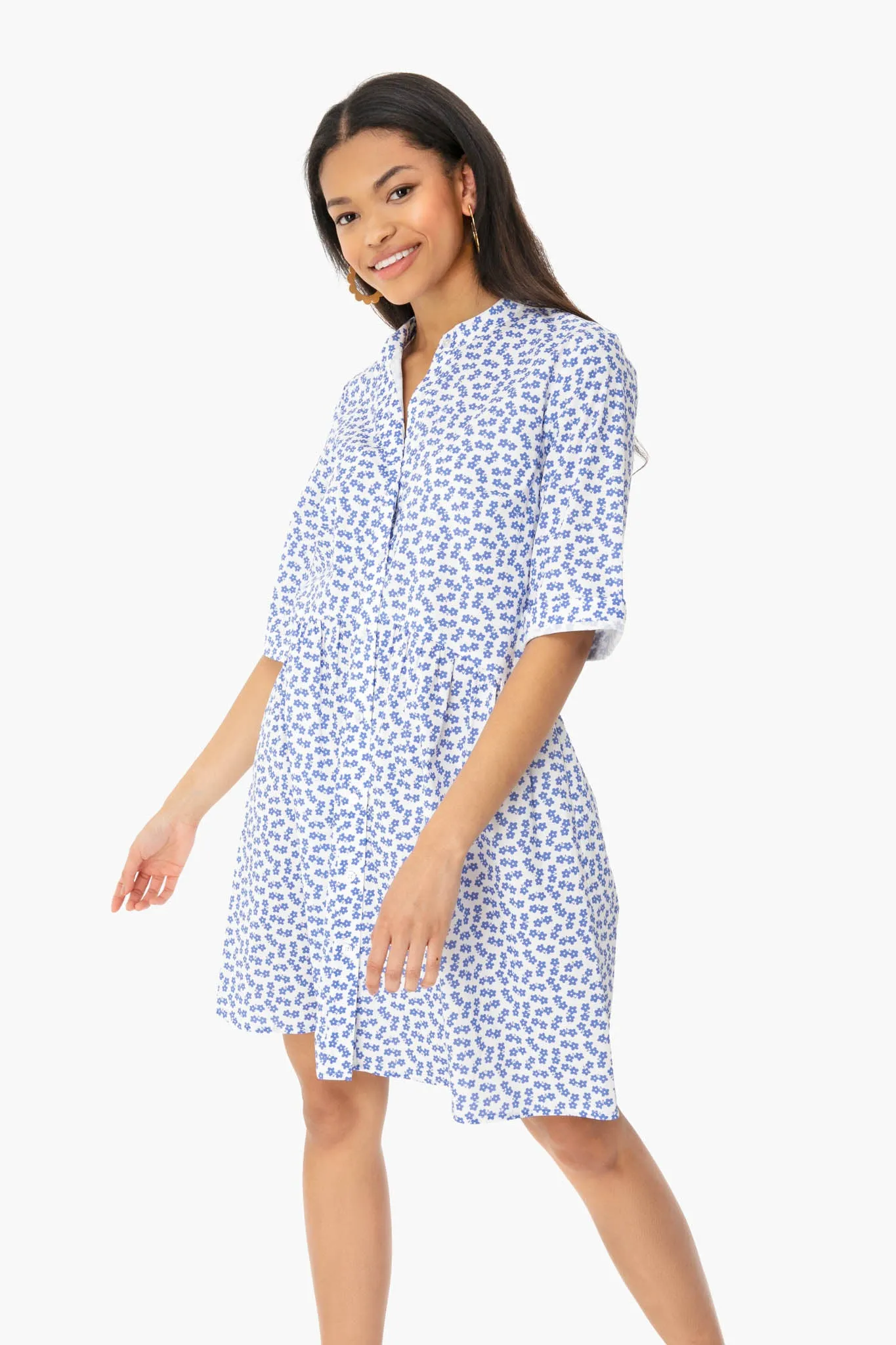 Ditsy Royal Shirt Dress