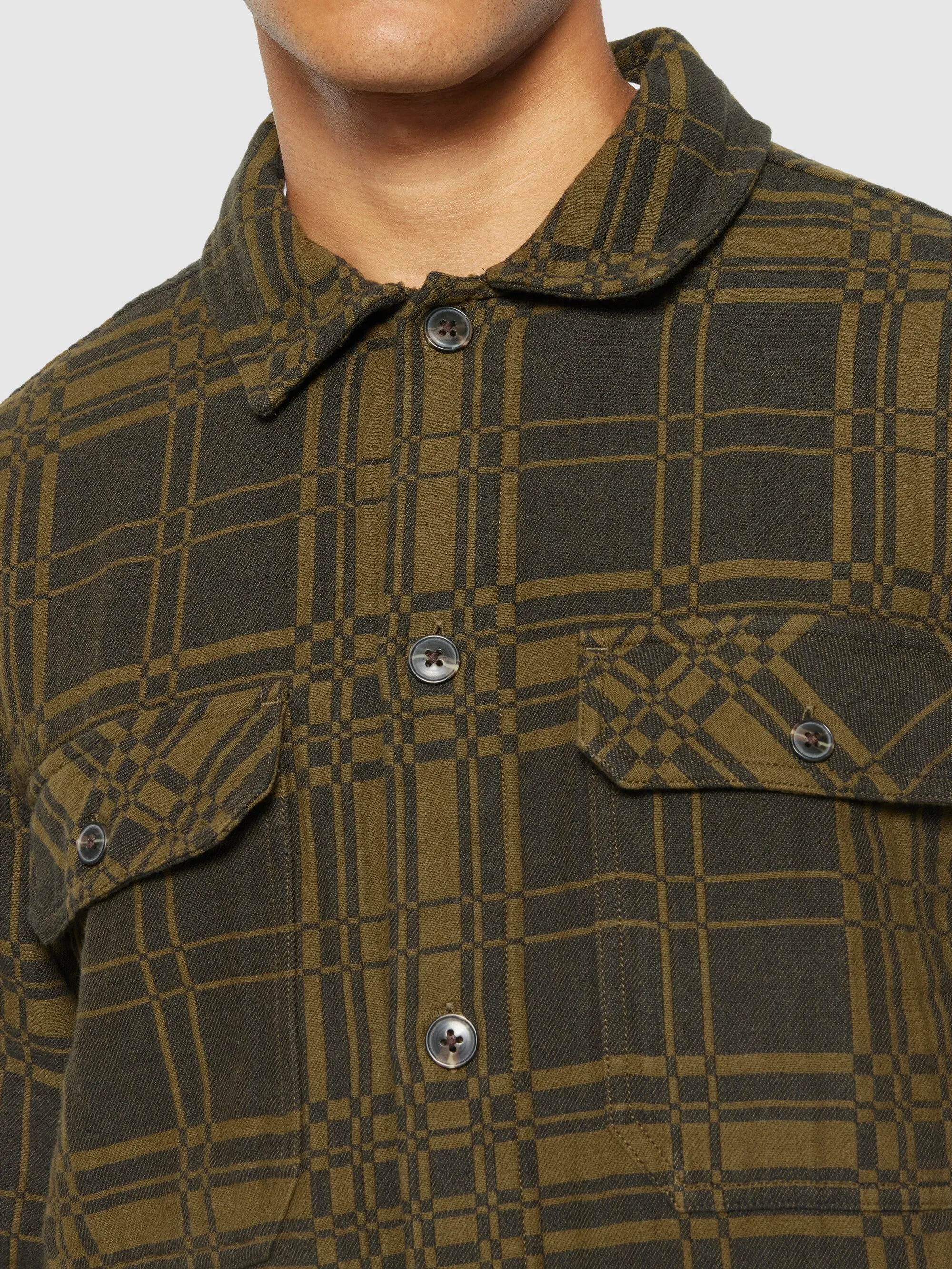 Double bonded checkered overshirt - GOTS/Vegan - Green check