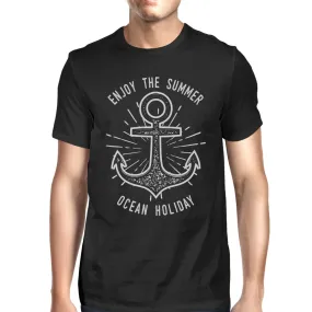 Enjoy The Summer Ocean Holiday Mens Black Shirt