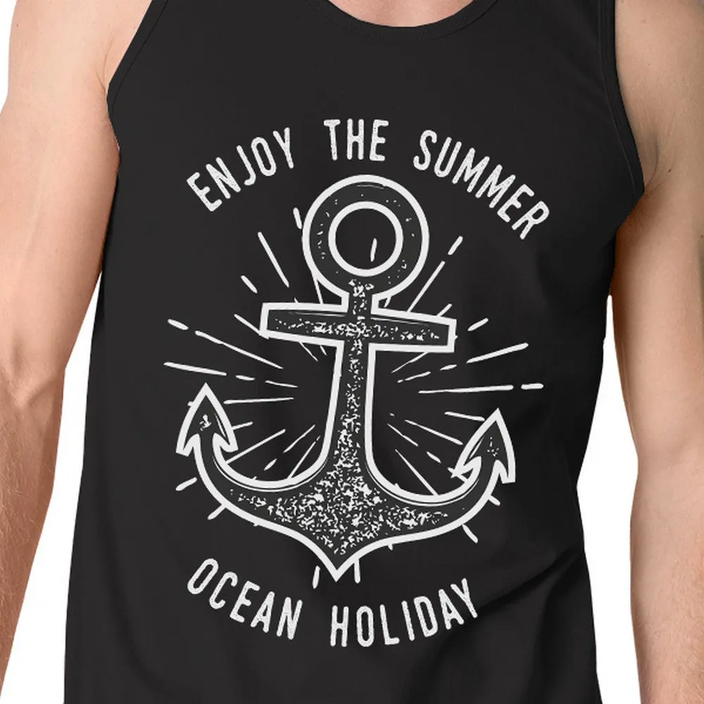 Enjoy The Summer Ocean Holiday Mens Black Tank Top