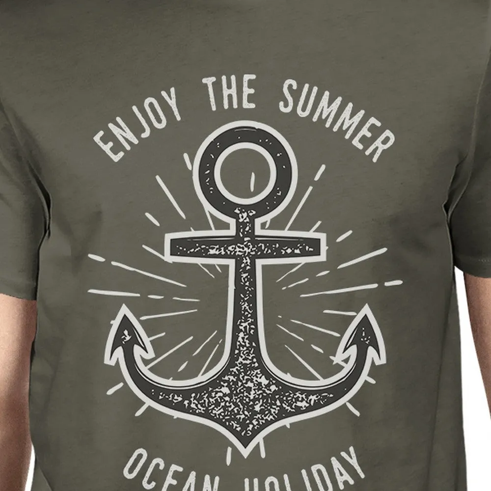 Enjoy The Summer Ocean Holiday Mens Dark Grey Shirt