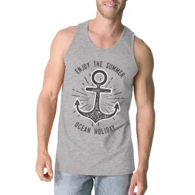 Enjoy The Summer Ocean Holiday Mens Grey Tank Top