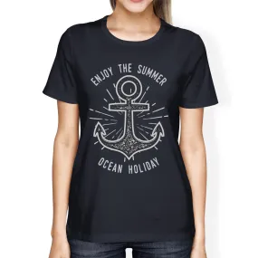 Enjoy The Summer Ocean Holiday Womens Navy Shirt