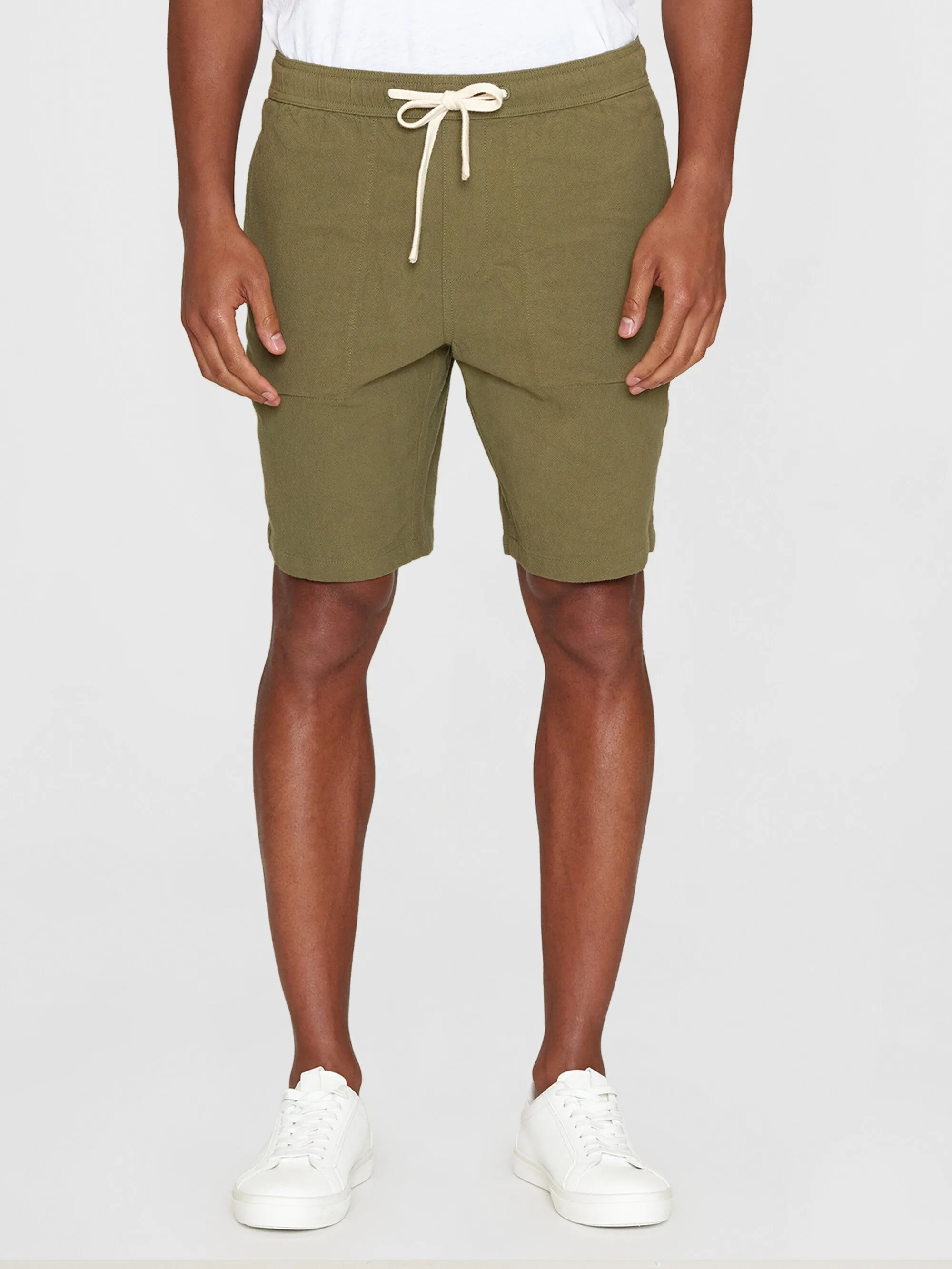 FIG loose crushed cotton shorts - GOTS/Vegan - Burned Olive