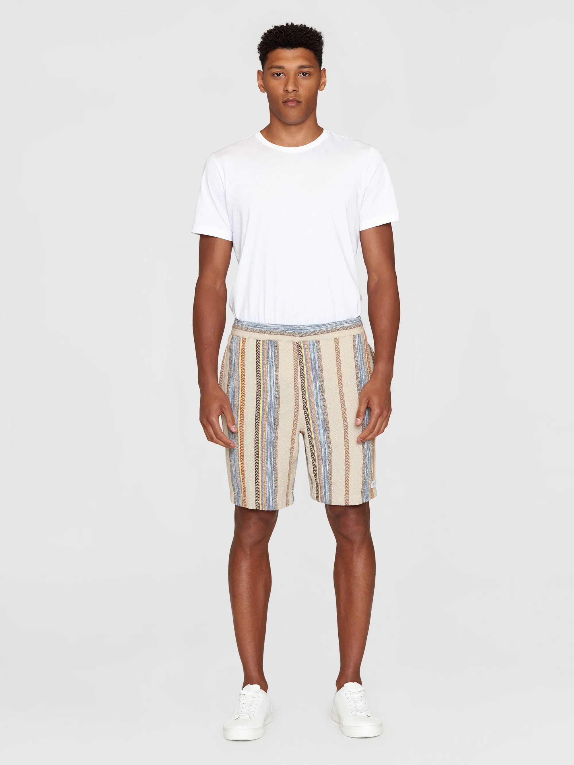 FIG loose shorts - GOTS/Vegan - Beige stripe