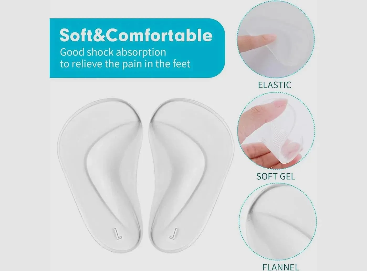 FitVille Gel Arch Support Pads (5-Pair Bundle)