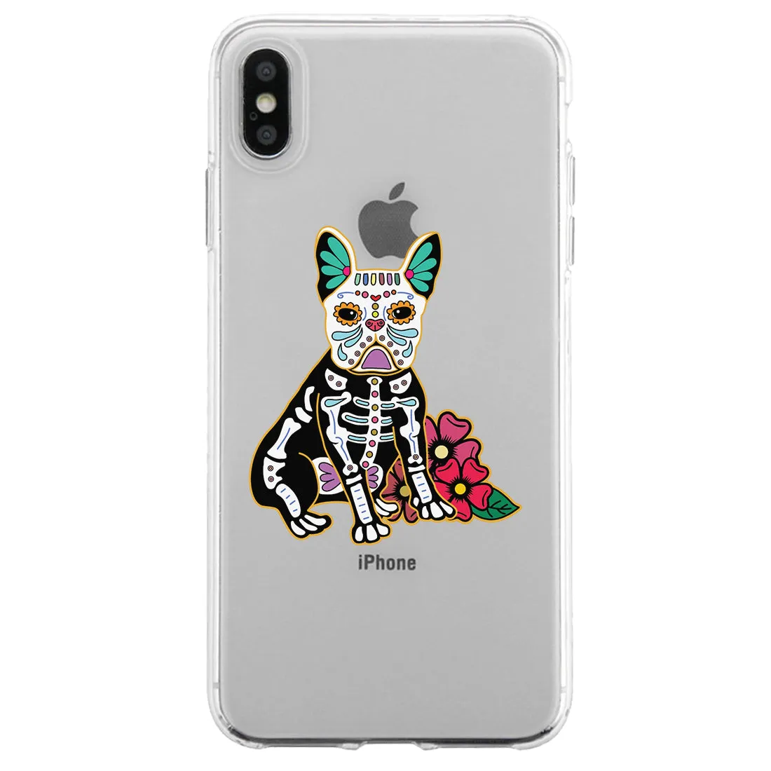 Frenchie Day Of Dead Halloween Clear Phone Case