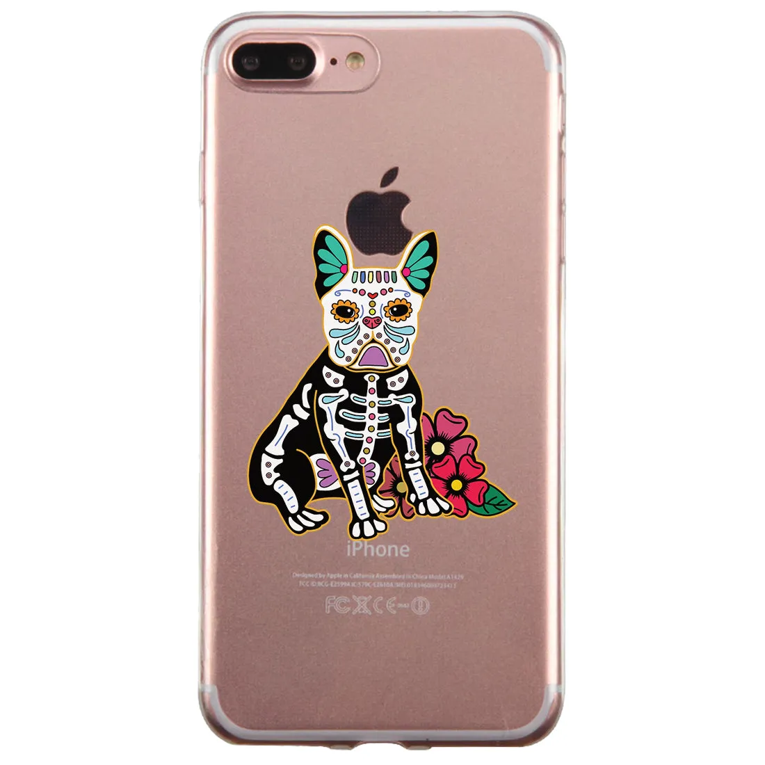 Frenchie Day Of Dead Halloween Clear Phone Case