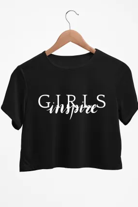 Girls Inspire Graphic Printed Black Crop Top