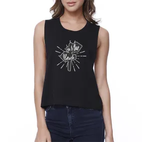 Go To The Beach Womens Black Crop Top