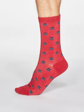 Grayson Spot Stripe Socks - Berry Red