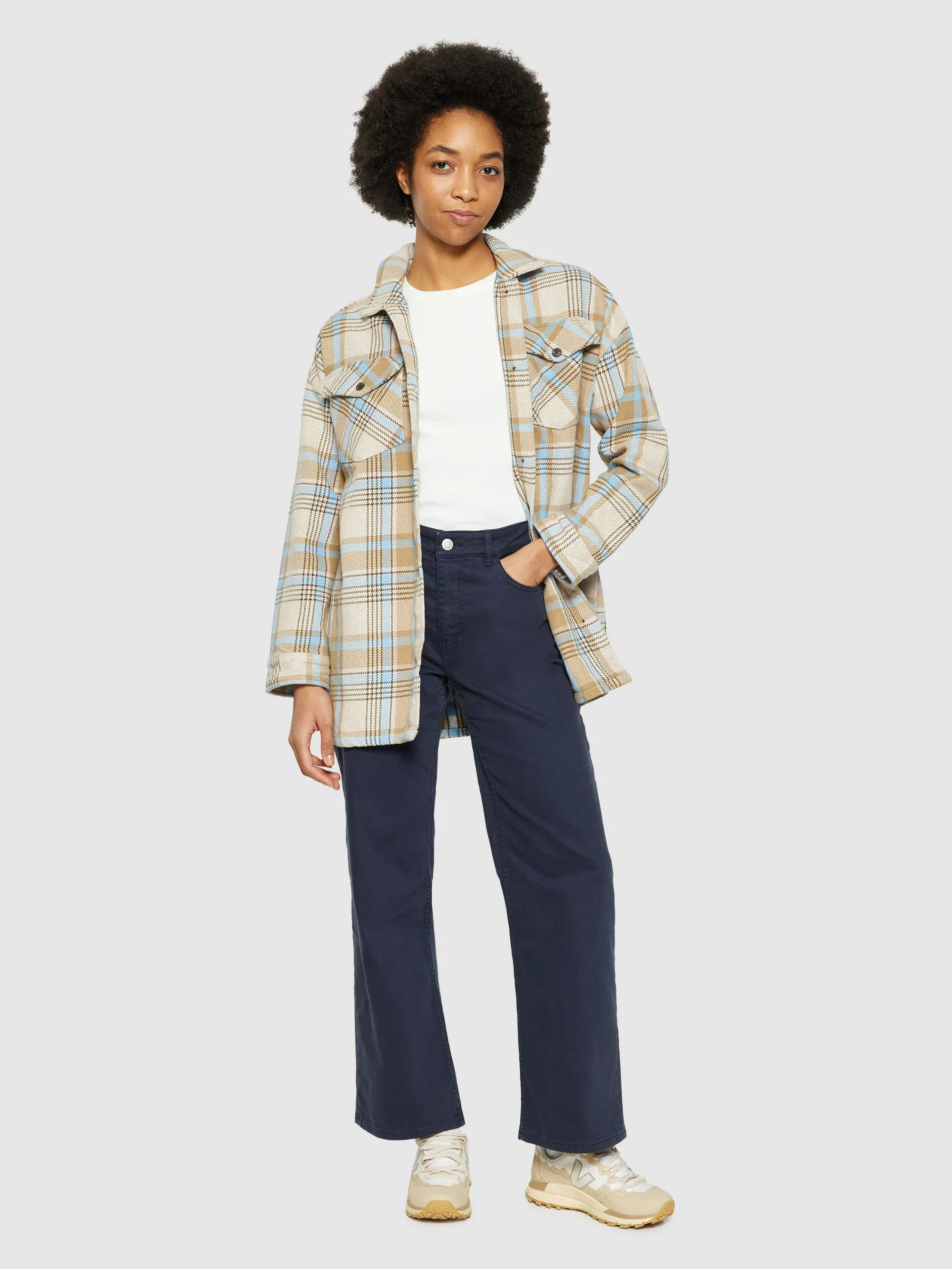 Heavy flannel check overshirt - GOTS/Vegan - Beige check