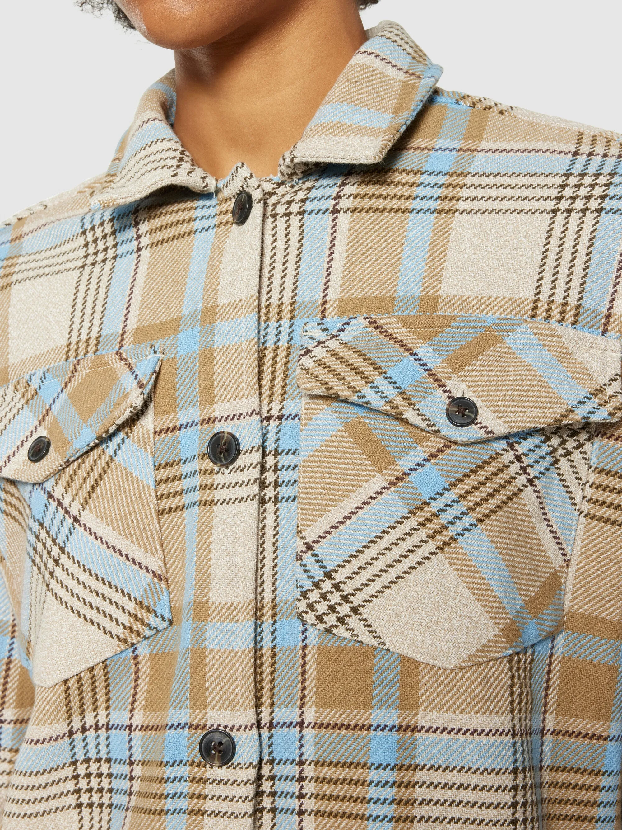 Heavy flannel check overshirt - GOTS/Vegan - Beige check