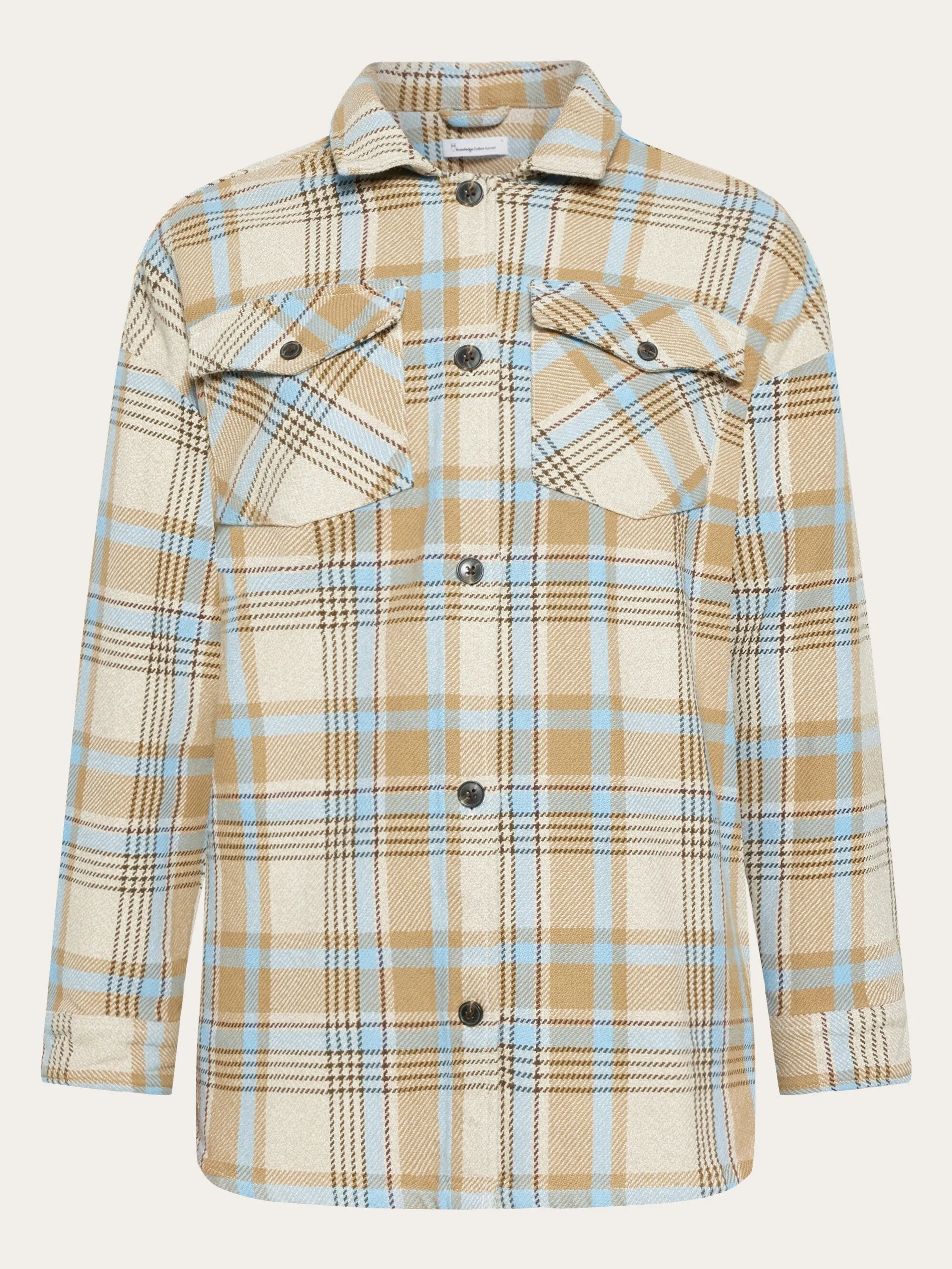 Heavy flannel check overshirt - GOTS/Vegan - Beige check