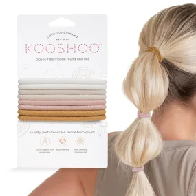 KOOSHOO Organic Cotton Hair Ties - No-Damage, Plant-Based, 8ct for All Ages