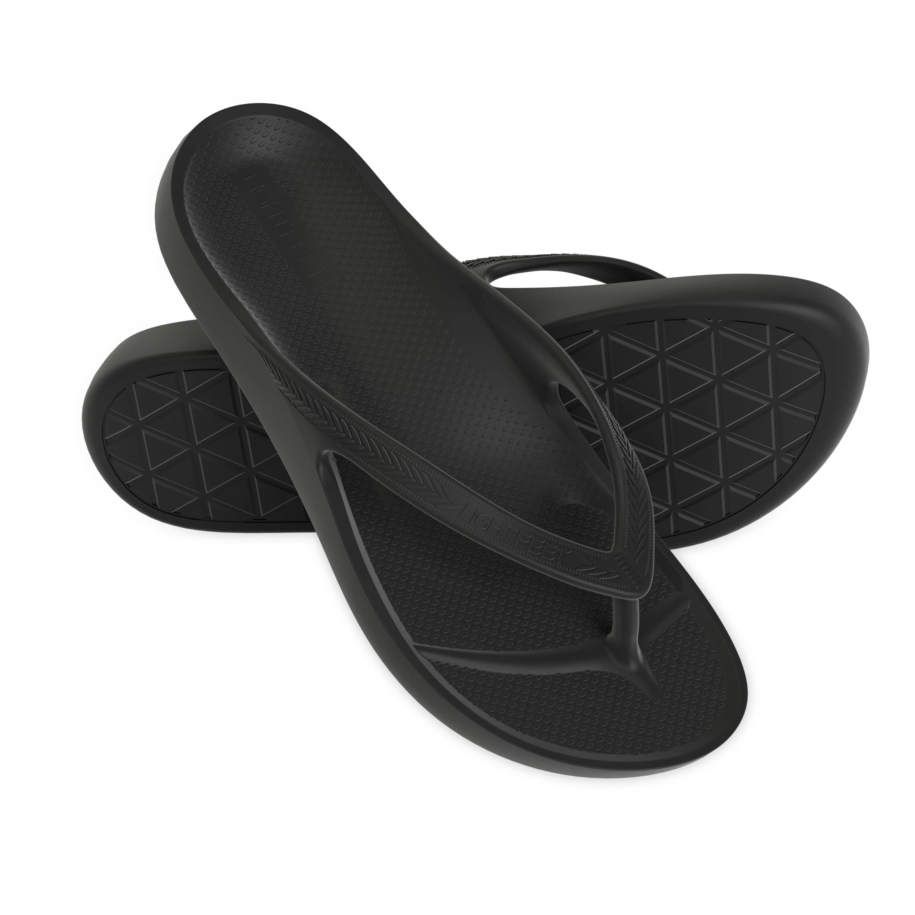 LightFeet Arch Support Flip Flops/Thongs - Black