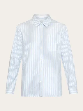 Loose striped slub canvas shirt - GOTS/Vegan - Blue stripe