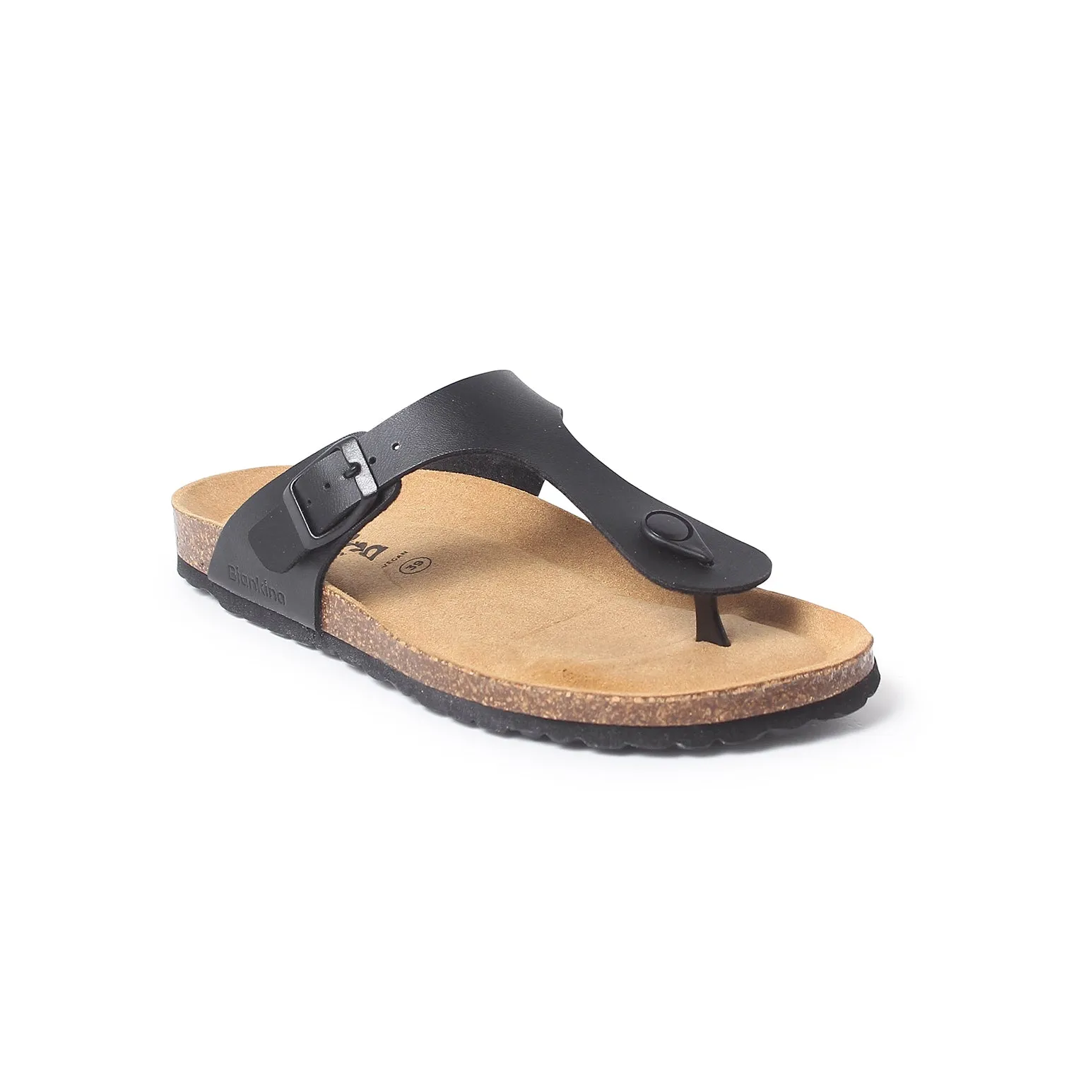 Malaga Vegan Leather Cork Sandal - Black